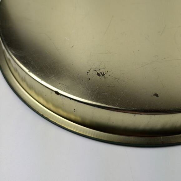 Vtg Tin Serving Tray 12" Green Gold Red Paisley Christmas Platter Cookie Tray - Picture 3 of 10